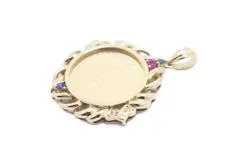 JEWELRY ノンブランドジュエリー マン島キャットCROWN金貨 ペンダントトップ 1/5oz K18/K24 マルチカラーストーン 0.24ct ダイヤモンド 0.03ct 【460】2143200577533