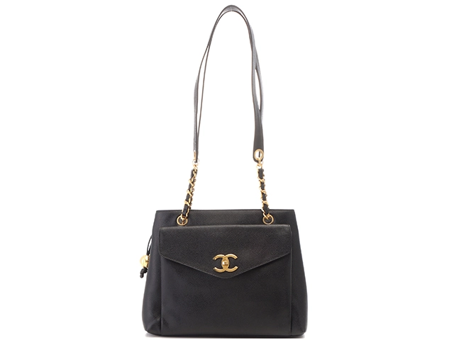 CHANEL キャビアスキン シャネル ココマーク チェーントートバッグ CHANEL キャビアスキン チェーントートバッグ ココボール付き