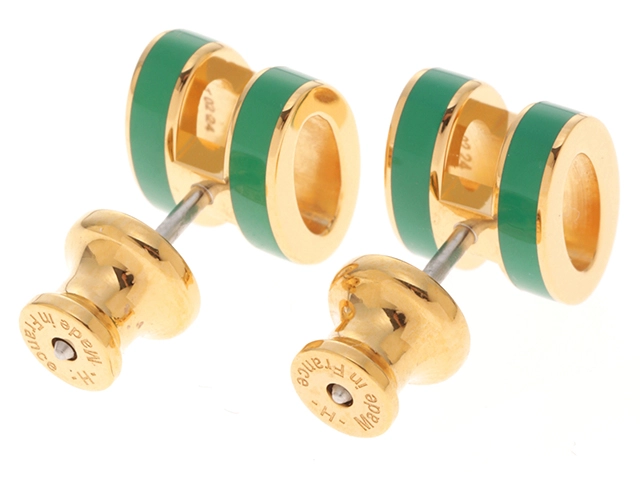 HERMES エルメス ピアス ミニ・ポップアッシュ ピアス H608002F 83 ラッカーメタル マラカイト/イエローゴールドプレーテッド 未使用品【472】SJ