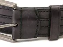 Berluti ベルルッティ ベルト ネイビー/シルバー色金具 レザー【472】UH