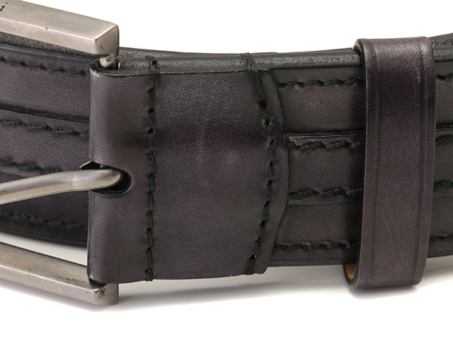 Berluti ベルルッティ ベルト ネイビー/シルバー色金具 レザー【472】UH