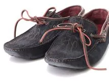 Berluti　ベルルッティ　カリグラフィドライビングシューズ　メンズ7ハーフ　ネイビー/ブラウン　スウェード　2143200585224　【200】