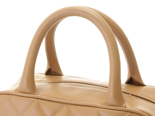 CHANEL シャネル マトラッセ ミニボストンバッグ ベージュ/GP キャビア 【430】2143200588263