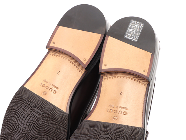 GUCCI　グッチ　ホースビットローファー　メンズ7　ブラウン/シルバー金具　レザー　776660　2143200596817　【432】