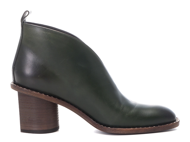 CELINE　セリーヌ　ブーティ　レディース36.5　モスグリーン　カーフ/ウッド　316963ABHC　2143200597388　【432】