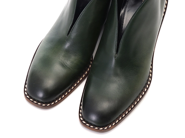 CELINE　セリーヌ　ブーティ　レディース36.5　モスグリーン　カーフ/ウッド　316963ABHC　2143200597388　【432】