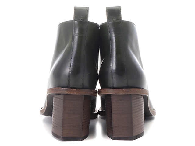 CELINE　セリーヌ　ブーティ　レディース36.5　モスグリーン　カーフ/ウッド　316963ABHC　2143200597388　【432】