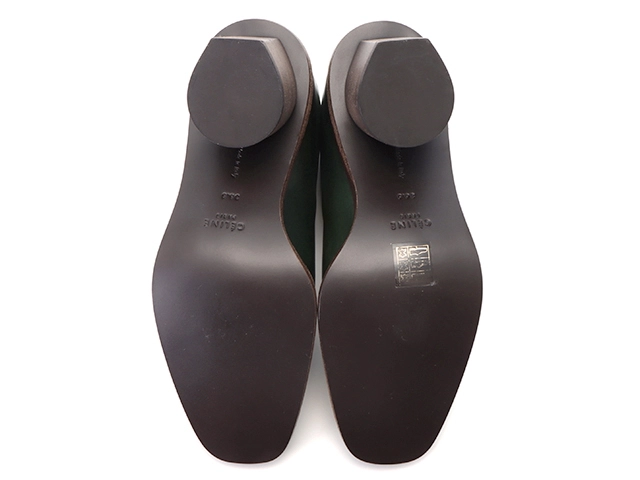 CELINE　セリーヌ　ブーティ　レディース36.5　モスグリーン　カーフ/ウッド　316963ABHC　2143200597388　【432】