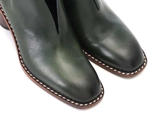 CELINE　セリーヌ　ブーティ　レディース36.5　モスグリーン　カーフ/ウッド　316963ABHC　2143200597388　【432】