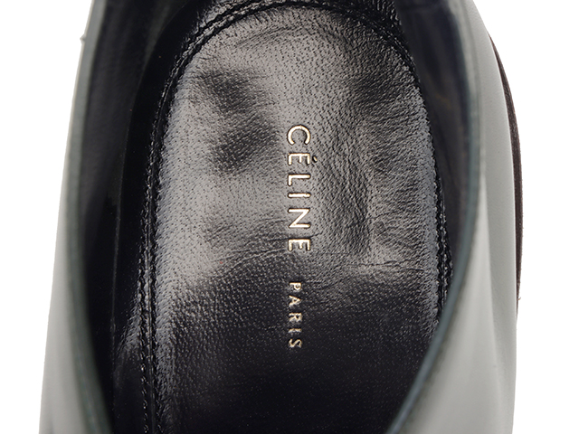 CELINE　セリーヌ　ブーティ　レディース36.5　モスグリーン　カーフ/ウッド　316963ABHC　2143200597388　【432】