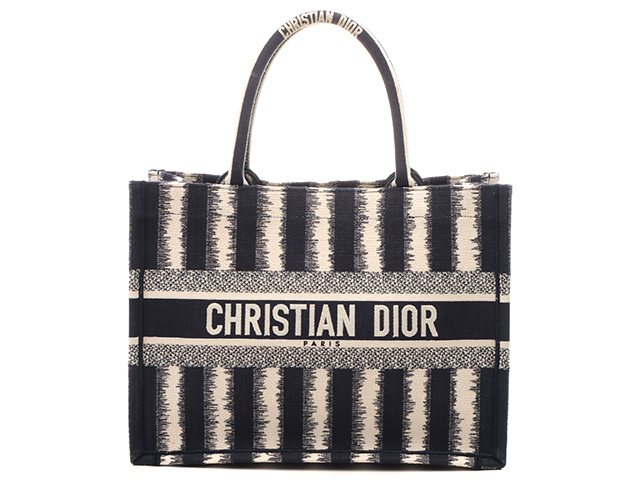 DIOR ディオール　ブックトート　ミディアム　ストライプ　トートバッグ　トート DIOR ディオール ストライプ ブックトート ミディアム ネイビー