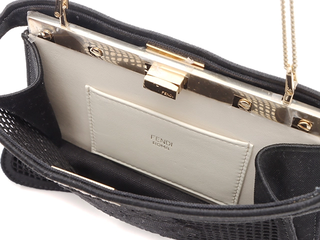 FENDI　フェンディ　ピーカブー　アイシーユー　クラッチバッグ　ブラック　メッシュ　【471】　Y