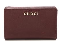 GUCCI　グッチ　2つ折り財布　スクリプトスクリプト　カードケース　ウォレット　ロッソアンコーラ　レザー【208】2143200603768