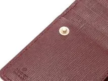 GUCCI　グッチ　2つ折り財布　スクリプトスクリプト　カードケース　ウォレット　ロッソアンコーラ　レザー【208】2143200603768
