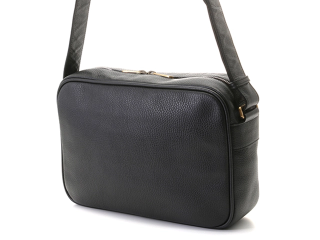 GUCCI　グッチ　ロゴプリント　ショルダーバッグ　523589　ブラック　レザー【433】2143200604192