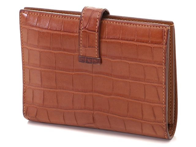 HERMES　エルメス　小物　二つ折り財布　ベアンコンパクト　ゴールド・GP金具　アリゲーター　U刻印・2022年頃製造　箱付き　【472】HA