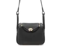 HERMES エルメス リンディ・ミニ ショルダーバッグ ブラック GP ゴールド金具 Z刻 2021年 2143200604376【200】