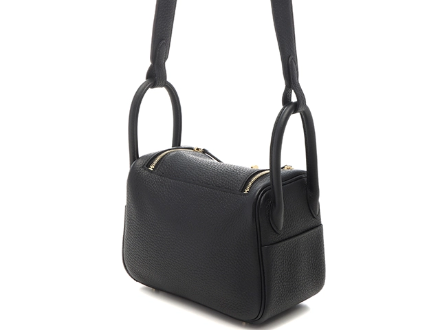 HERMES エルメス リンディ・ミニ ショルダーバッグ ブラック GP ゴールド金具 Z刻 2021年 2143200604376【200】
