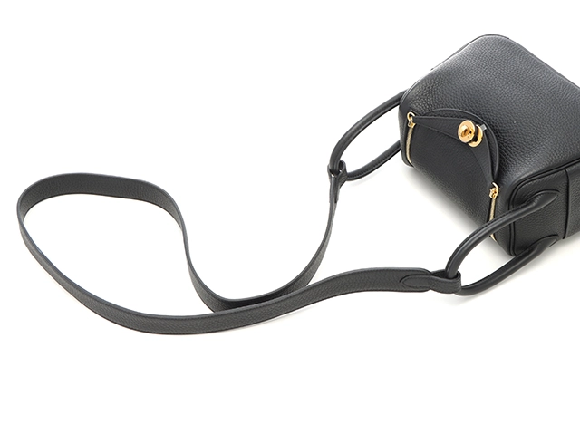 HERMES エルメス リンディ・ミニ ショルダーバッグ ブラック GP ゴールド金具 Z刻 2021年 2143200604376【200】