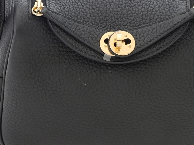 HERMES エルメス リンディ・ミニ ショルダーバッグ ブラック GP ゴールド金具 Z刻 2021年 2143200604376【200】