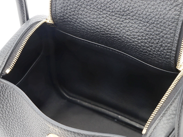 HERMES エルメス リンディ・ミニ ショルダーバッグ ブラック GP ゴールド金具 Z刻 2021年 2143200604376【200】