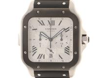 Cartier  カルティエ　2024年ギャランティ　サントス ドゥ カルティエ　100m防水　クロノグラフ XL　自動巻き　WSSA0017　シルバー文字盤　参考定価：1,412,400円　【432】　2143200604857