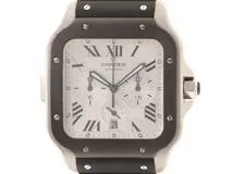Cartier  カルティエ　2024年ギャランティ　サントス ドゥ カルティエ　100m防水　クロノグラフ XL　自動巻き　WSSA0017　シルバー文字盤　参考定価：1,412,400円　【432】　2143200604857