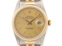 L番　ROLEX　ロレックス　16233　デイトジャスト　18YG/SS　自動巻き　ゴールド文字盤　メンズ　腕時計（2143200605328）【200】C