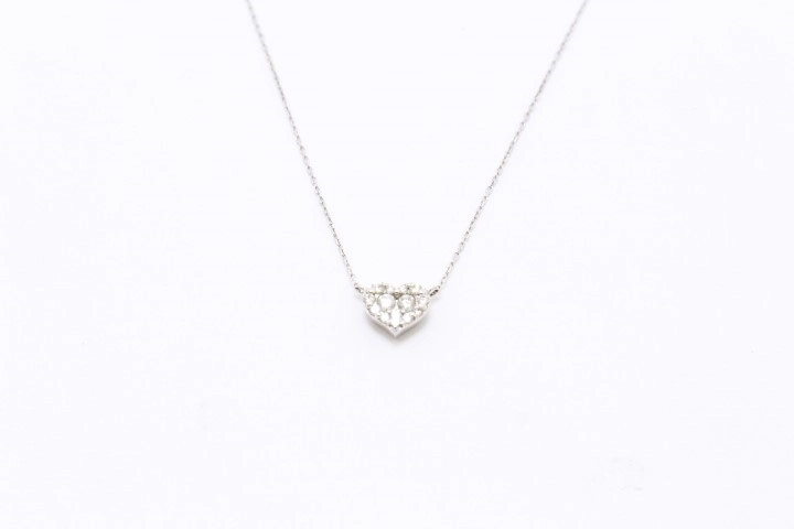 Ponte Vecchio ポンテヴェキオ ハートモチーフ ネックレス K18WG ホワイトゴールド ダイヤモンド 0.13ct 【460】2143200605939