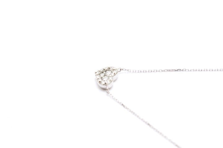 Ponte Vecchio ポンテヴェキオ ハートモチーフ ネックレス K18WG ホワイトゴールド ダイヤモンド 0.13ct 【460】2143200605939