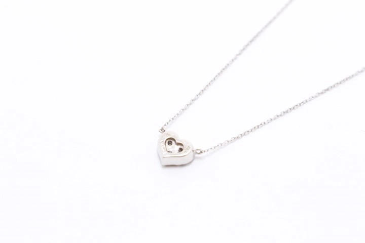 Ponte Vecchio ポンテヴェキオ ハートモチーフ ネックレス K18WG ホワイトゴールド ダイヤモンド 0.13ct 【460】2143200605939