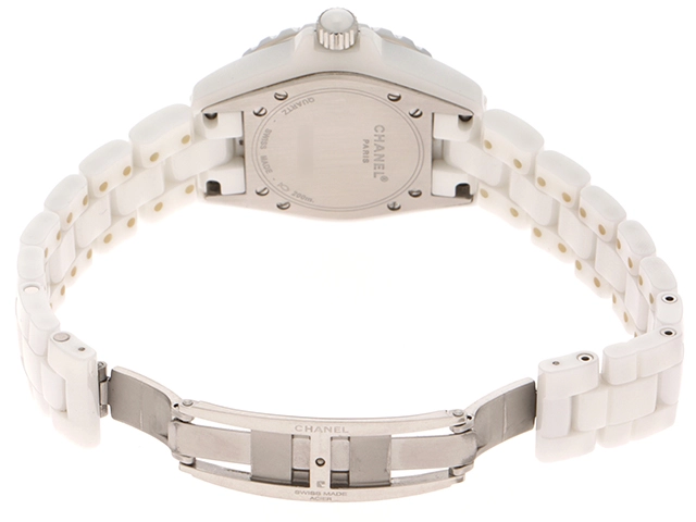CHANEL シャネル J12 2004年銀座100本限定 H1476 ホワイト セラミック/SS ピンクサファイア12P レディース クォーツ2143200606455【432】