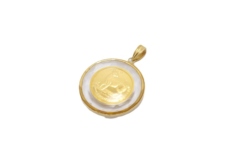 JEWELRY ノンブランドジュエリー エリザベス マン島 キャットコイン 1/25oz 金貨 トップ K18/K24 ゴールド プラスチック 【460】2143200607674