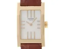 HERMES エルメス タンデム ホワイトシェル文字盤/YGケース/レザー