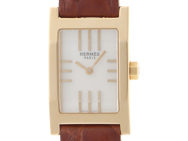 HERMES エルメス タンデム ホワイトシェル文字盤/YGケース/レザー