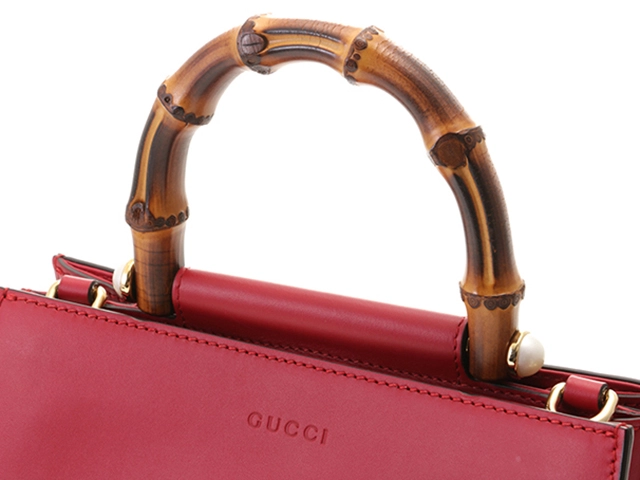 GUCCI　グッチ　ニムフェア　バンブー　２wayバッグ　レッド　レザー／バンブー　470271【434】 2143200607964