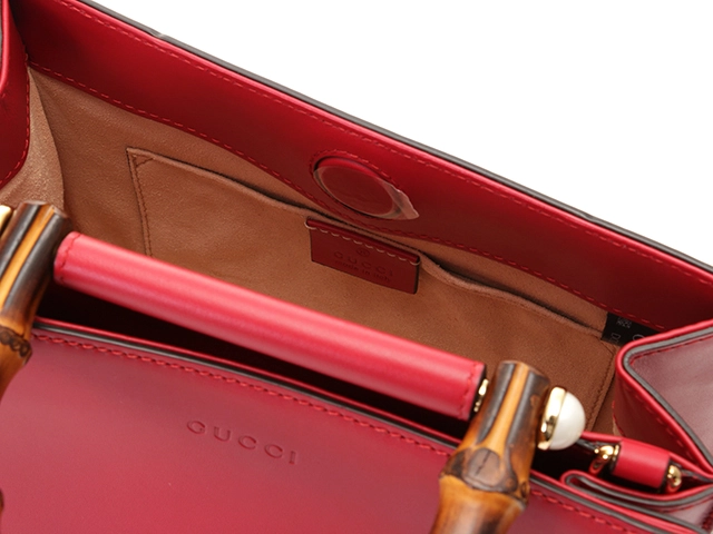 GUCCI　グッチ　ニムフェア　バンブー　２wayバッグ　レッド　レザー／バンブー　470271【434】 2143200607964