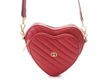 GUCCI　グッチ　インターロッキングG　ハートショルダーバッグ　レッド　レザー【433】2143200608558