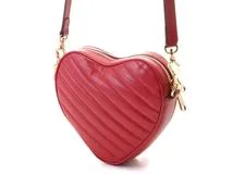 GUCCI　グッチ　インターロッキングG　ハートショルダーバッグ　レッド　レザー【433】2143200608558