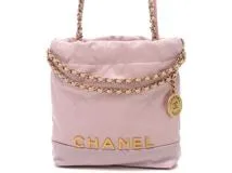 CHNAEL　シャネル　ハンドバック　 CHANEL22 ミニハンドバッグ ピンク/ パープル ゴールドプレート 　カーフスキン AS3980B16647NY225 【472】AH
