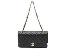 CHANEL　シャネル　マトラッセＷフラップ25　 Wチューンショルダー　ブラック　GPゴールド金具　キャビア【432】2143200609159