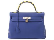 HERMES エルメス ハンドバッグ ケリー32ギャロップ ブルーエレクトリック トゴ シルバー金具 A刻印 2143200609272【430】
