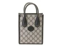 GUCCI　グッチ　インターロッキングG　GGスプリーム　ミニトートバッグ　ベージュ／ネイビー　671623　2143200610537　【437】