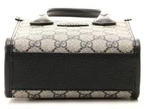 GUCCI　グッチ　インターロッキングG　GGスプリーム　ミニトートバッグ　ベージュ／ネイビー　671623　2143200610537　【437】