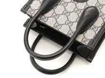 GUCCI　グッチ　インターロッキングG　GGスプリーム　ミニトートバッグ　ベージュ／ネイビー　671623　2143200610537　【437】