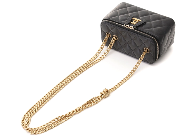 CHANEL　シャネル　マトラッセ　バニティチェーンショルダー　ブラック/GP　ラムスキン　AP3044　【430】2143200612456