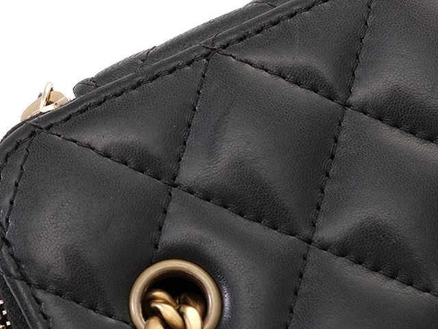 CHANEL　シャネル　マトラッセ　バニティチェーンショルダー　ブラック/GP　ラムスキン　AP3044　【430】2143200612456