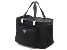 PRADA　プラダ　ReNylonサフィアーノレザーペットバッグ　_2VC030_2DMT_F0002　ブラック　ナイロン　【472】AH