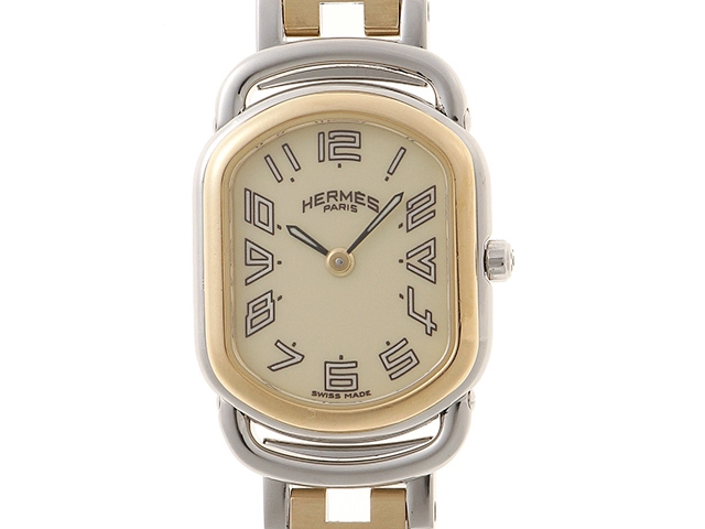 HERMES エルメス 腕時計 ラリー RA1.220 GP/SS アイボリー文字盤