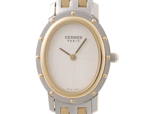 HERMES エルメス 腕時計 クリッパー オーバル CO1.220 GP/SS シルバー  